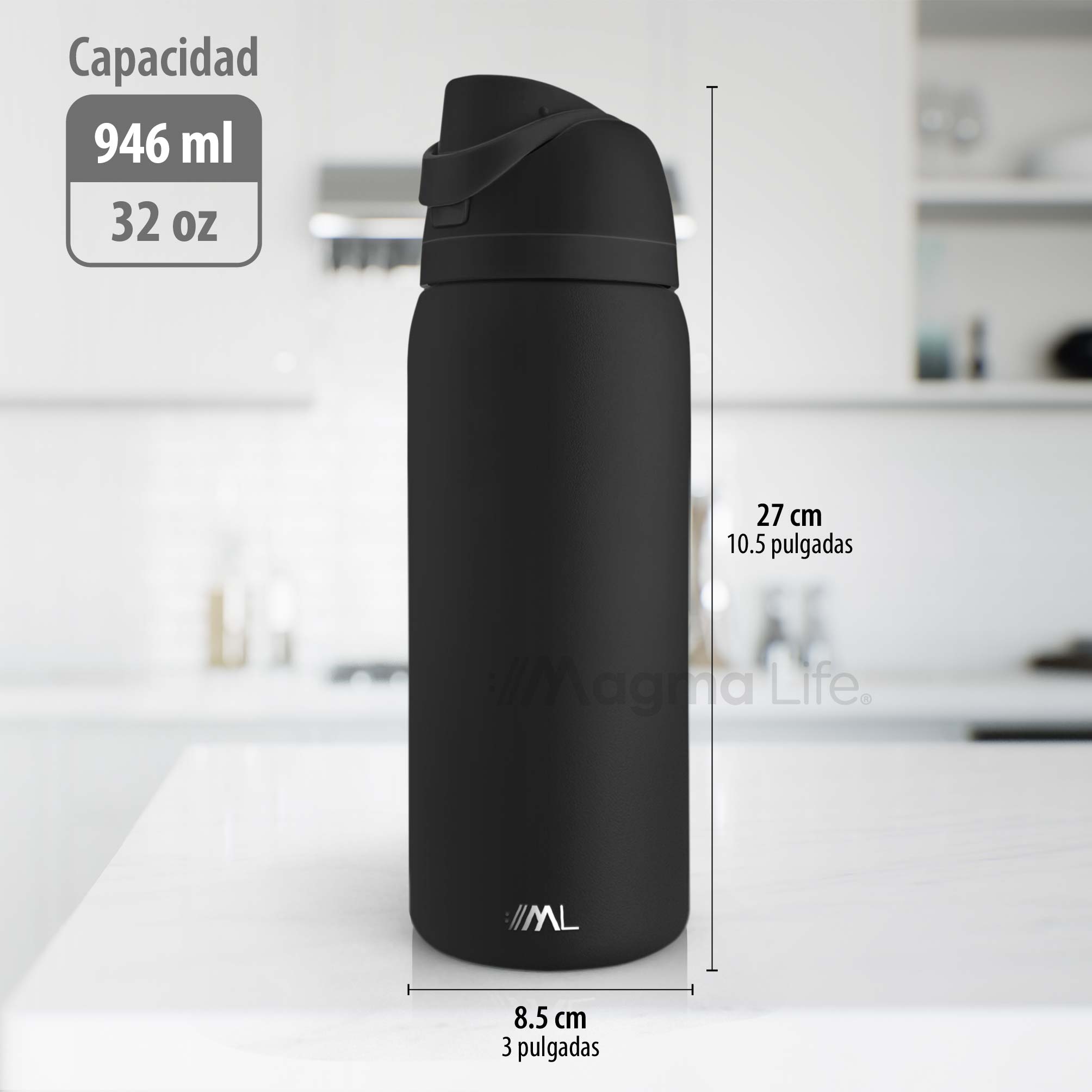 Foto 8 pulgar | Magma Life Termo Acero Inoxidable 946ml(32oz), Material Seguro Y Resistente, Tapa Con Botón Y Cerradura, Asa Integrada