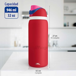 Foto 7 | Magma Life Termo Acero Inoxidable 946ml(32oz), Material Seguro Y Resistente, Tapa Con Botón Y Cerradura, Asa Integrada