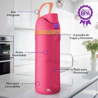 Foto 2 | Magma Life Termo Acero Inoxidable 710ml(24oz), Material Seguro Y Resistente, Tapa Con Botón Y Cerradura, Asa Integrada