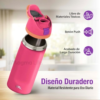 Foto 3 | Magma Life Termo Acero Inoxidable 710ml(24oz), Material Seguro Y Resistente, Tapa Con Botón Y Cerradura, Asa Integrada