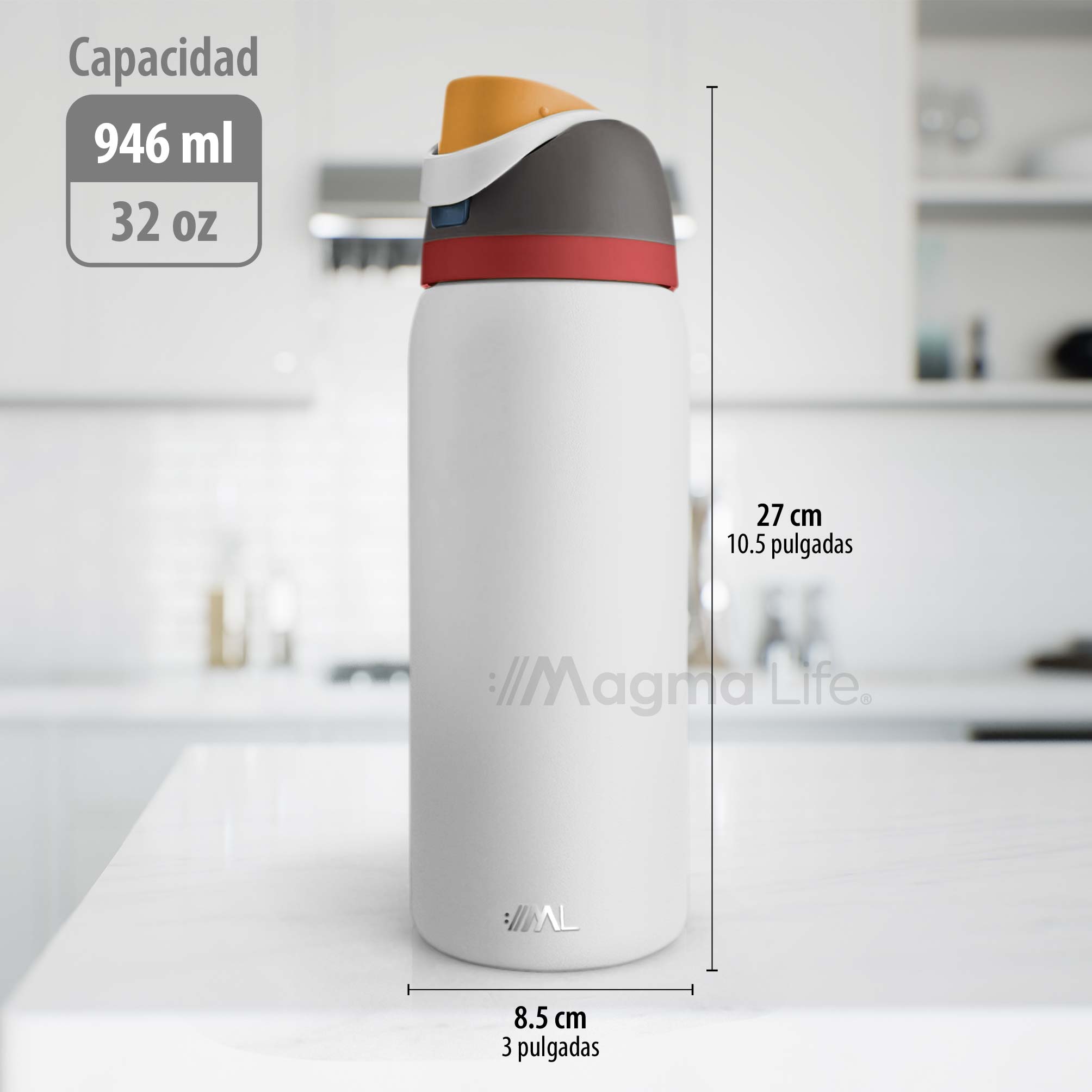 Foto 8 pulgar | Magma Life Termo Acero Inoxidable 946ml(32oz), Material Seguro Y Resistente, Tapa Con Botón Y Cerradura, Asa Integrada