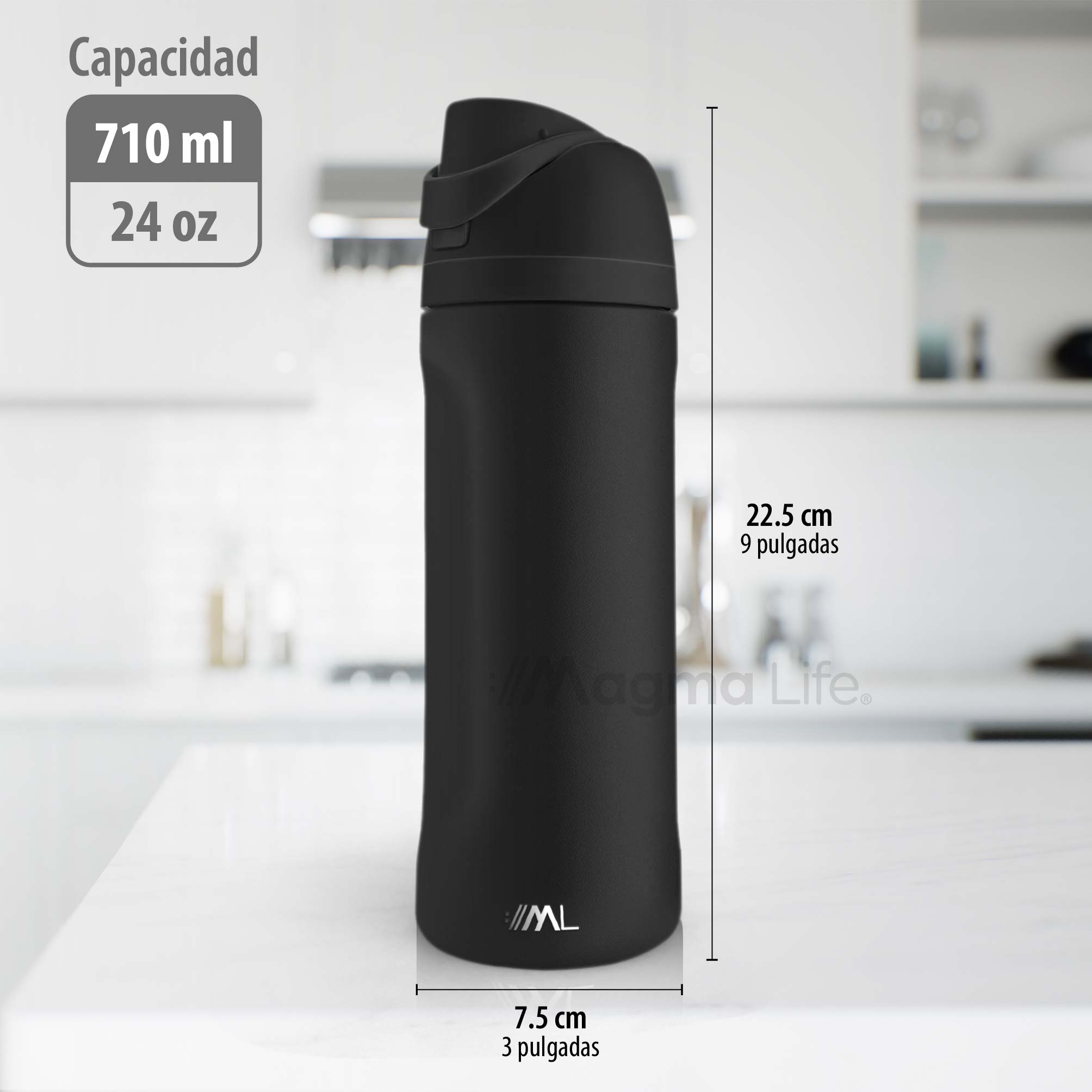 Foto 8 pulgar | Magma Life Termo Acero Inoxidable 710ml(24oz), Material Seguro Y Resistente, Tapa Con Botón Y Cerradura, Asa Integrada