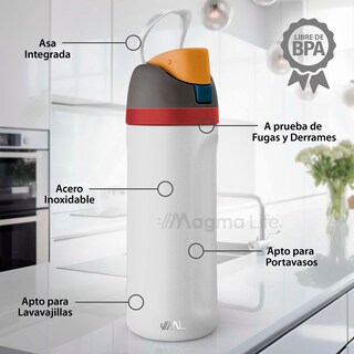 Foto 2 | Magma Life Termo Acero Inoxidable 710ml(24oz), Material Seguro Y Resistente, Tapa Con Botón Y Cerradura, Asa Integrada