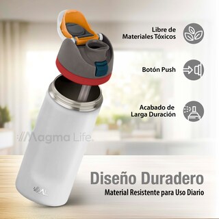 Foto 3 | Magma Life Termo Acero Inoxidable 710ml(24oz), Material Seguro Y Resistente, Tapa Con Botón Y Cerradura, Asa Integrada