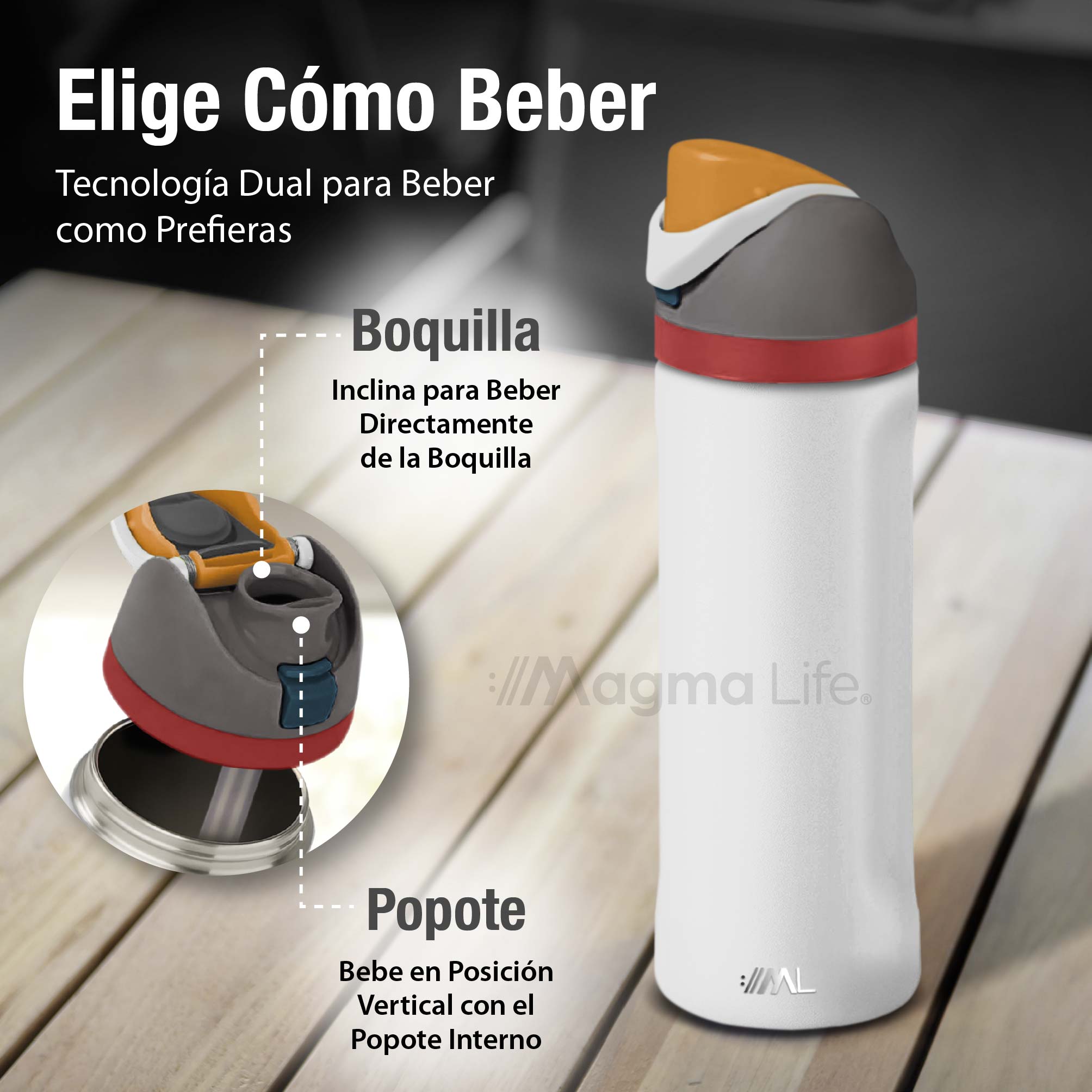 Foto 4 | Magma Life Termo Acero Inoxidable 710ml(24oz), Material Seguro Y Resistente, Tapa Con Botón Y Cerradura, Asa Integrada