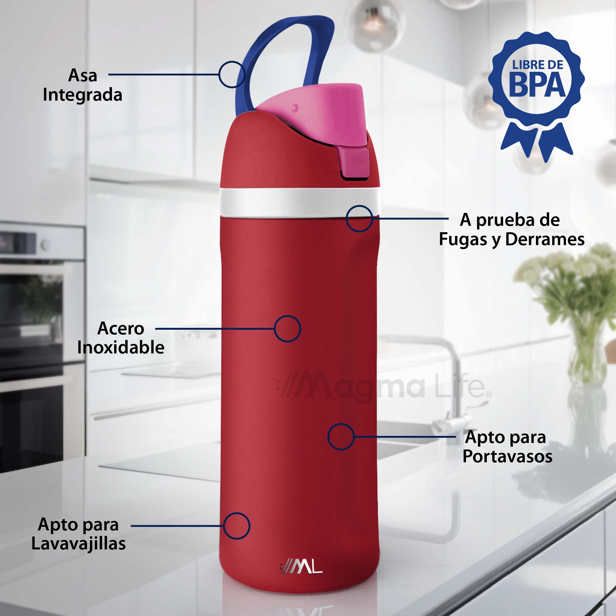Foto 3 pulgar | Magma Life Termo De Acero Inoxidable Premium 710ml(24oz), Mantiene Bebidas Calientes O Frías Mas Horas, Tecnologia Te
