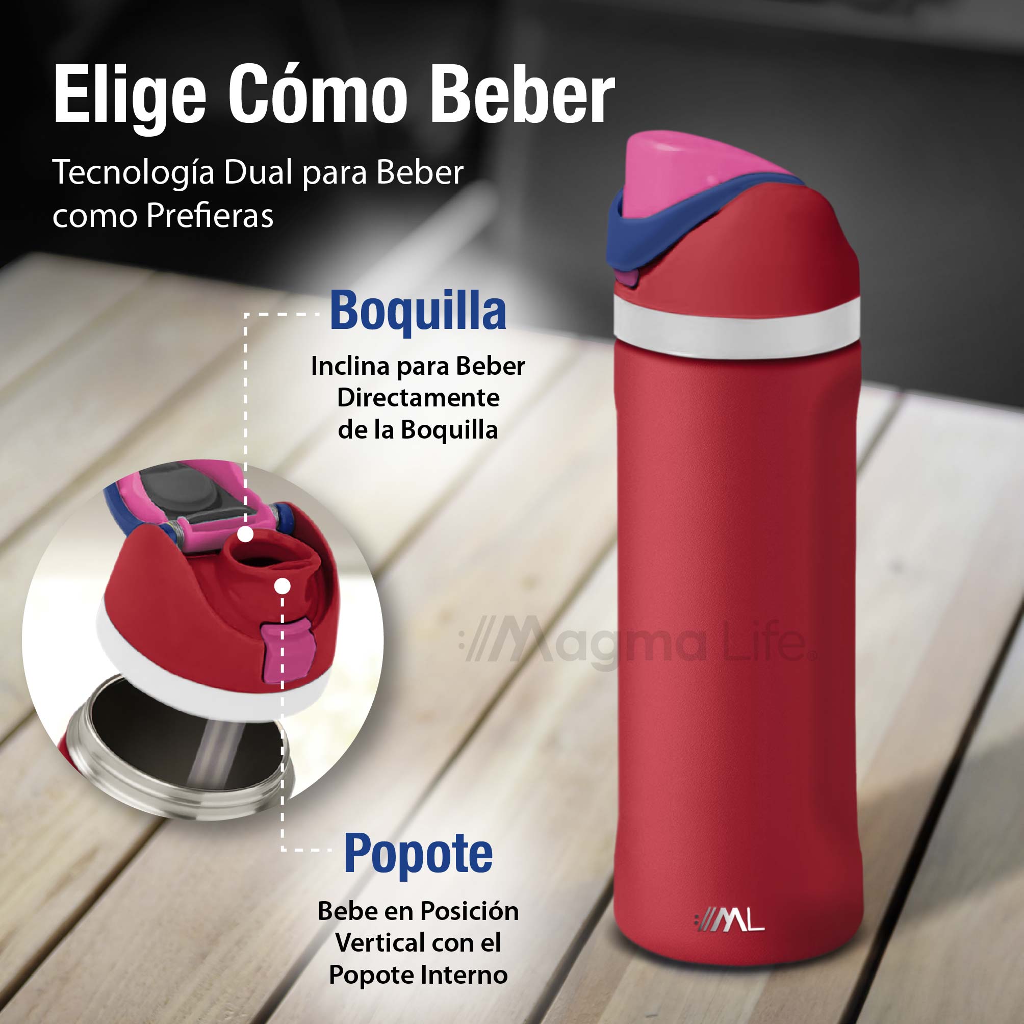 Foto 5 pulgar | Magma Life Termo De Acero Inoxidable Premium 710ml(24oz), Mantiene Bebidas Calientes O Frías Mas Horas, Tecnologia Te