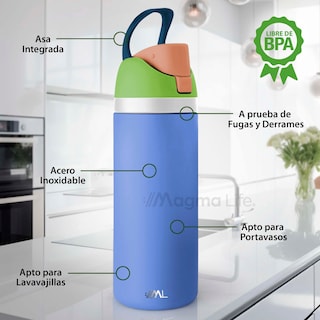Foto 2 | Magma Life Termo Acero Inoxidable 946ml(32oz), Material Seguro Y Resistente, Tapa Con Botón Y Cerradura, Asa Integrada