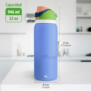 Foto 7 | Magma Life Termo Acero Inoxidable 946ml(32oz), Material Seguro Y Resistente, Tapa Con Botón Y Cerradura, Asa Integrada
