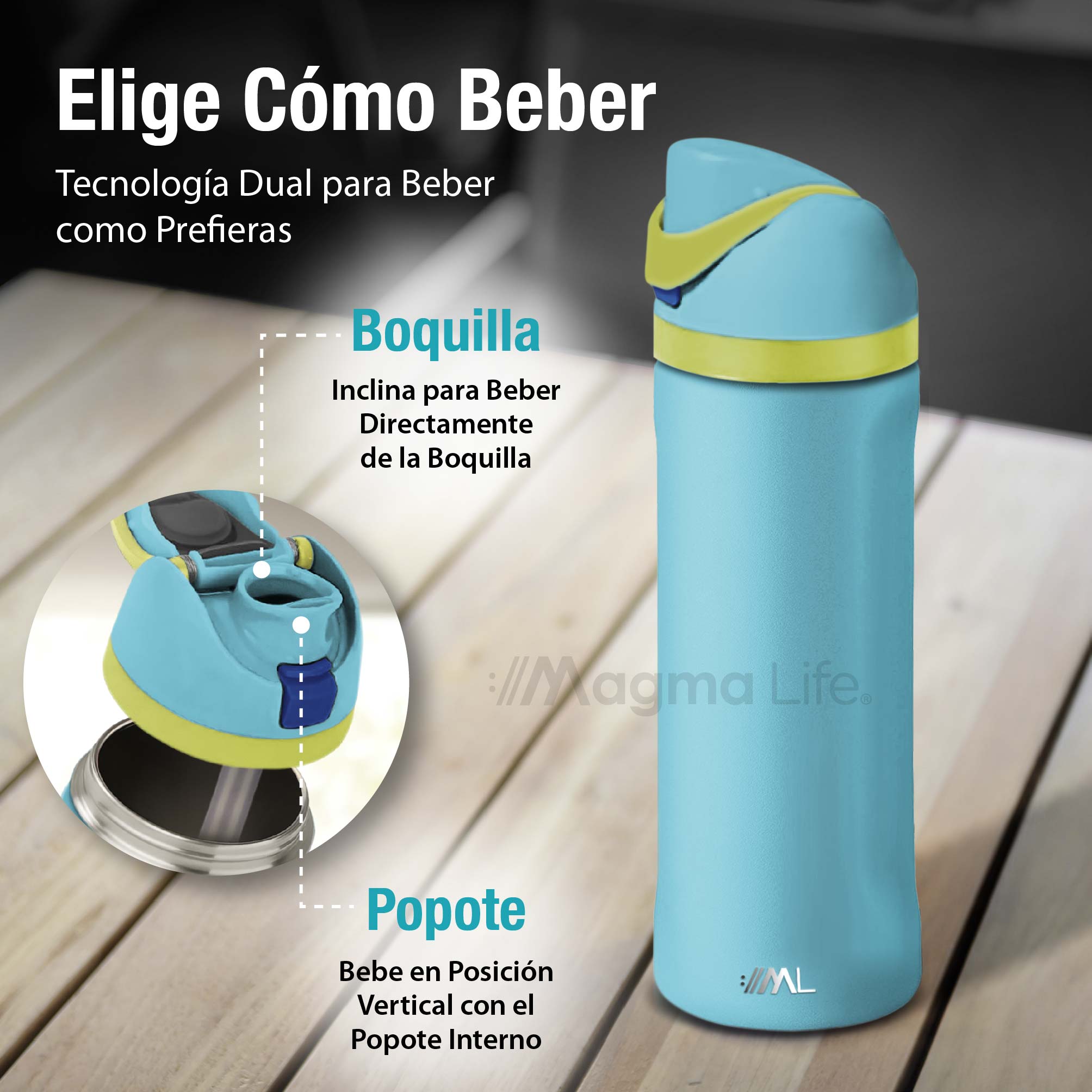 Foto 5 pulgar | Magma Life Termo Acero Inoxidable 710ml(24oz), Material Seguro Y Resistente, Tapa Con Botón Y Cerradura, Asa Integrada