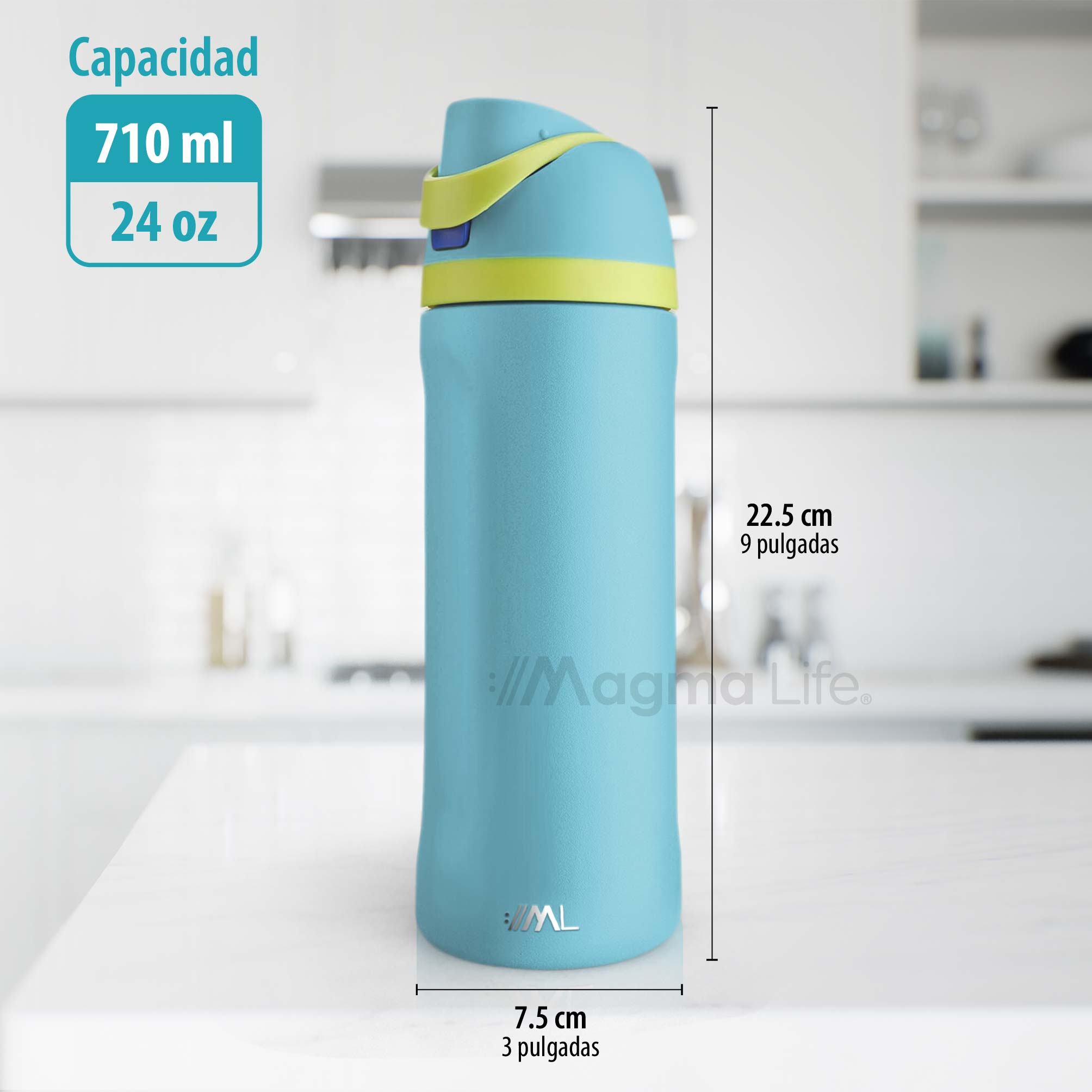 Foto 8 pulgar | Magma Life Termo Acero Inoxidable 710ml(24oz), Material Seguro Y Resistente, Tapa Con Botón Y Cerradura, Asa Integrada