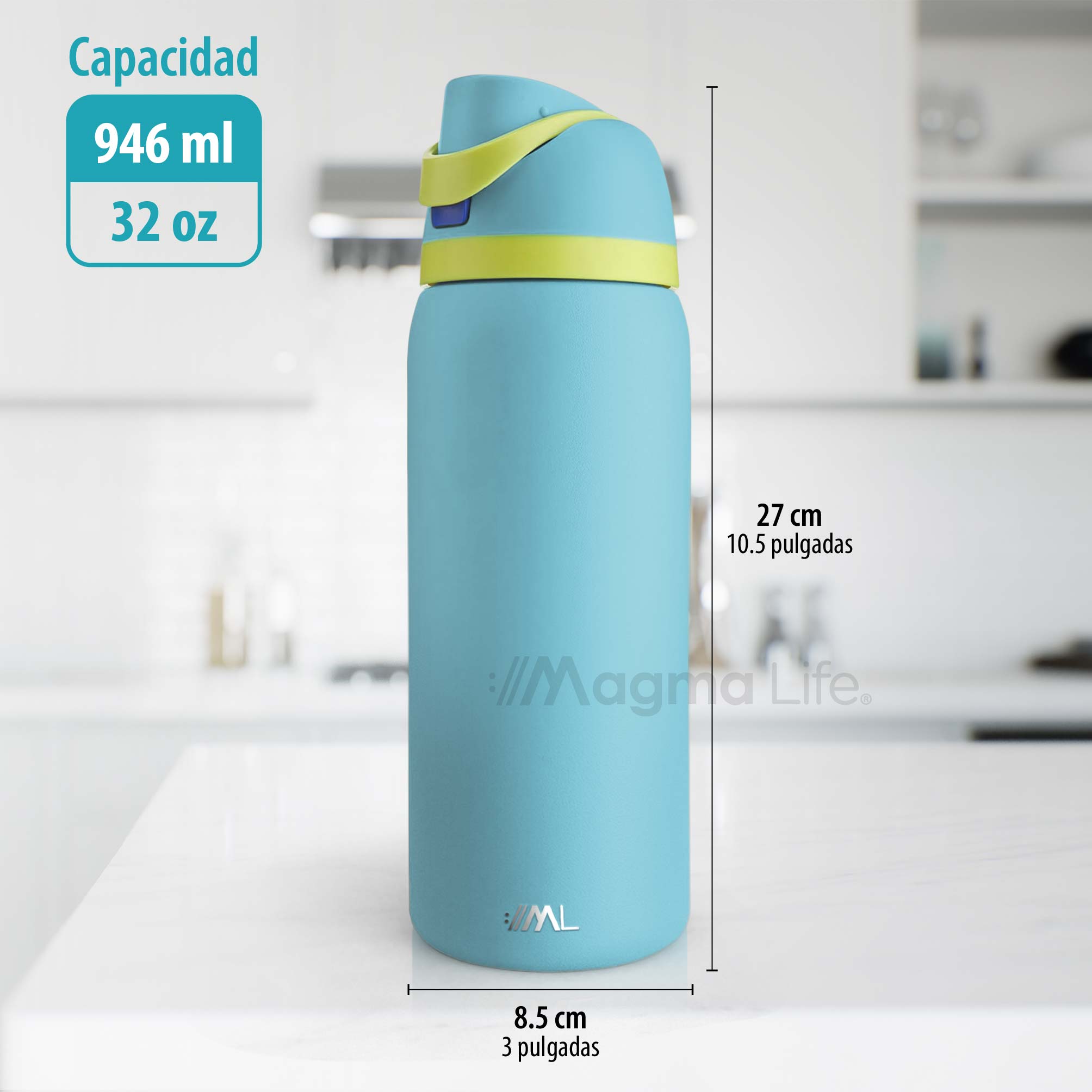 Foto 8 pulgar | Magma Life Termo Acero Inoxidable 946ml(32oz), Material Seguro Y Resistente, Tapa Con Botón Y Cerradura, Asa Integrada