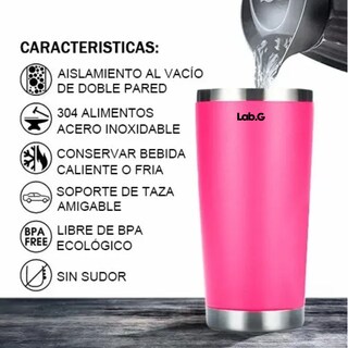 Foto 2 | Termo Portátil De Acero Inoxidable Con Calor Y Frío De 20oz Lab.g Rosa