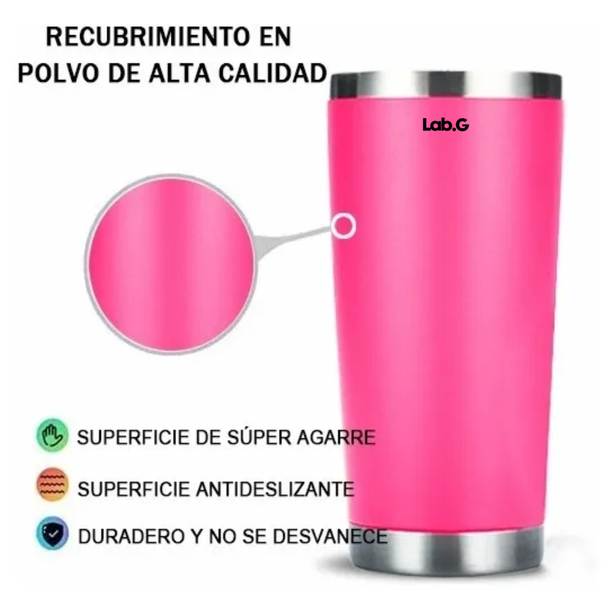 Foto 4 pulgar | Termo Portátil De Acero Inoxidable Con Calor Y Frío De 20oz Lab.g Rosa