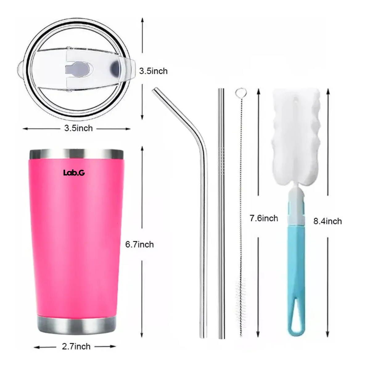 Foto 5 | Termo Portátil De Acero Inoxidable Con Calor Y Frío De 20oz Lab.g Rosa