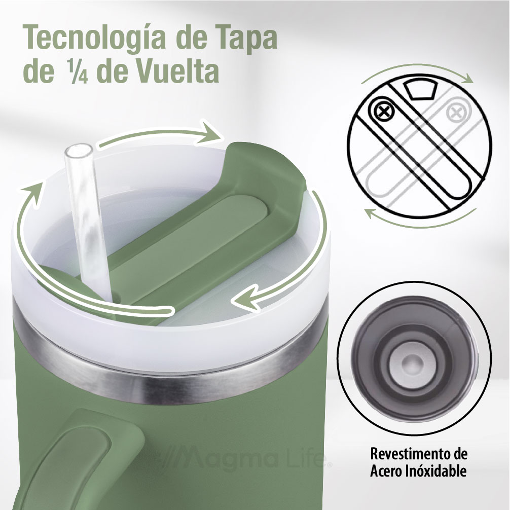 Foto 5 pulgar | Magma Life Termo De Acero Inoxidable Premium 1180ml (40oz) Mantiene Bebidas Calientes O Frías Mas Horas (verde)