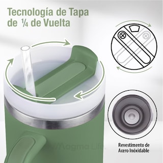 Foto 4 | Magma Life Termo De Acero Inoxidable Premium 1180ml (40oz) Mantiene Bebidas Calientes O Frías Mas Horas (verde)