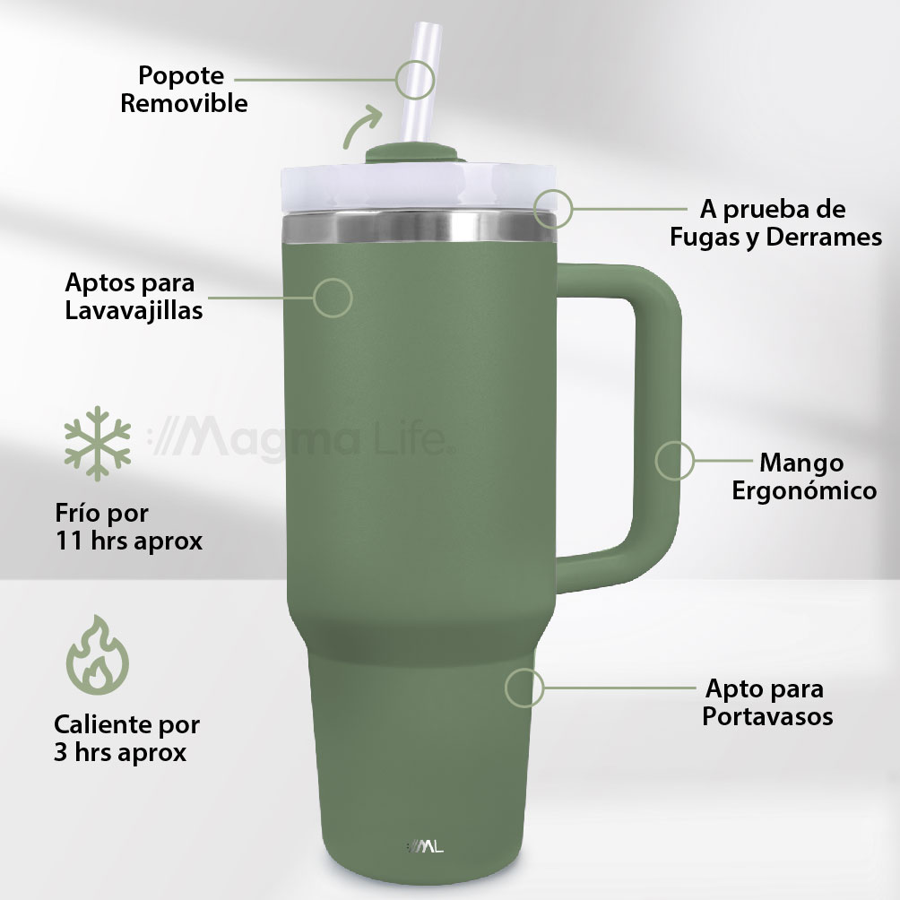Foto 6 pulgar | Magma Life Termo De Acero Inoxidable Premium 1180ml (40oz) Mantiene Bebidas Calientes O Frías Mas Horas (verde)