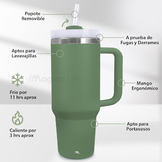 Foto 5 | Magma Life Termo De Acero Inoxidable Premium 1180ml (40oz) Mantiene Bebidas Calientes O Frías Mas Horas (verde)