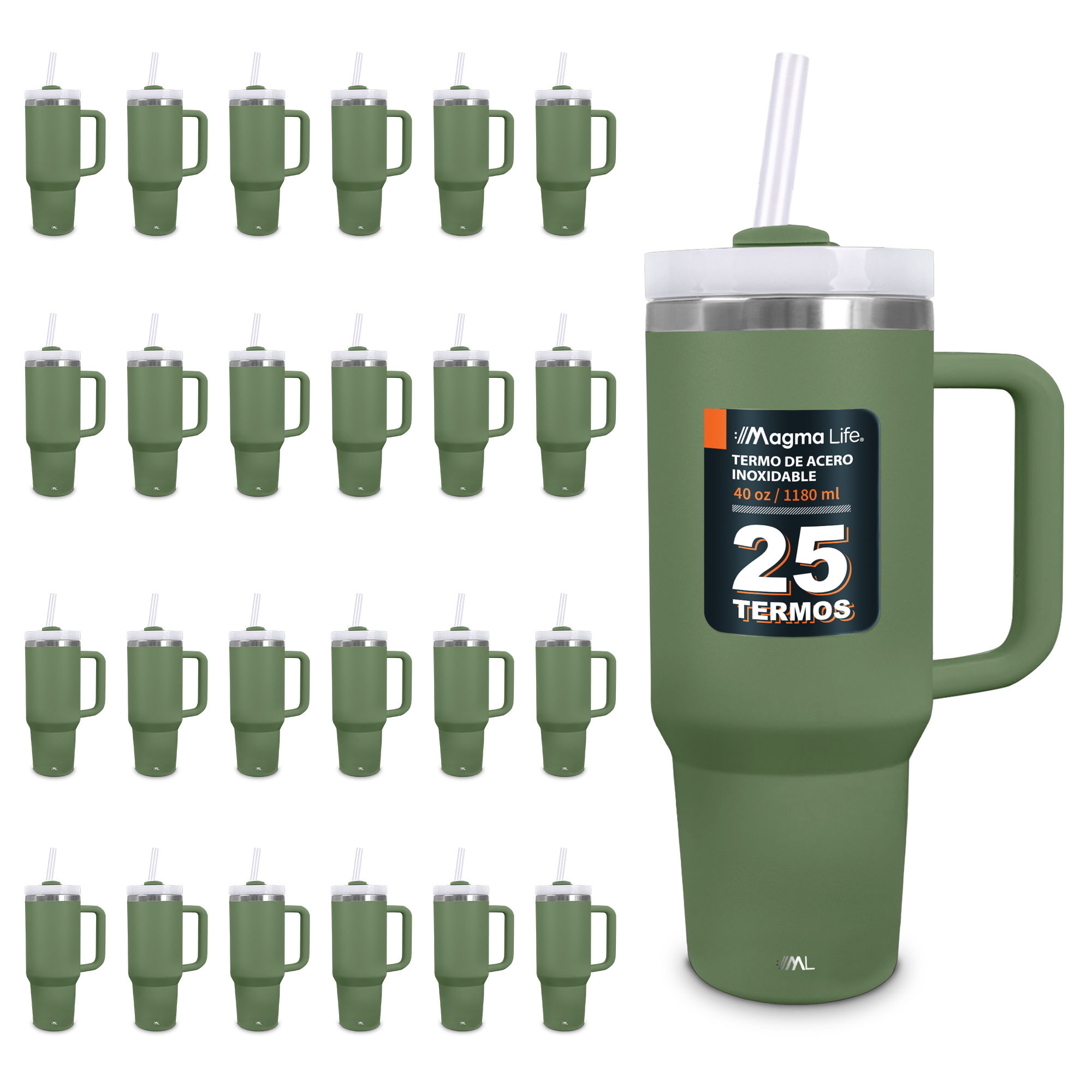 Foto 7 | Magma Life Termo De Acero Inoxidable Premium 1180ml (40oz) Mantiene Bebidas Calientes O Frías Mas Horas (verde)