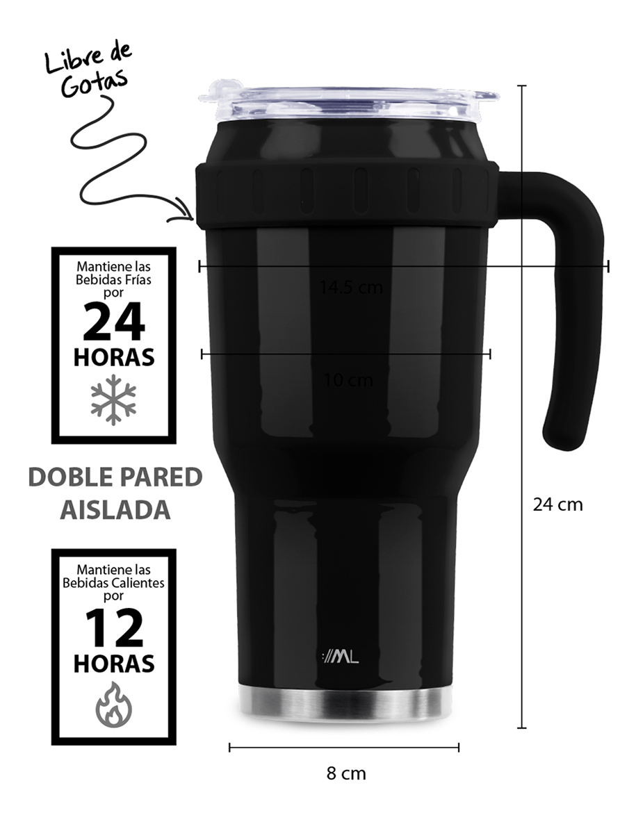 Foto 7 pulgar | Magma Life Termo Para Café Y Agua, Botella Térmica De Acero Inoxidable 40 Oz (1200 Ml) (negro)