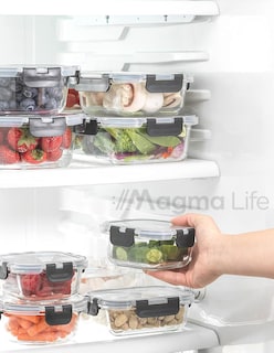 Foto 3 | Magma Life Juego De 24 Piezas, 12 Contenedores De Vidrio Y 12 Tapas, Herméticos, Tapas De Cierre Fácil, Refrac