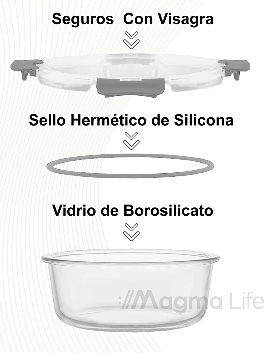 Foto 4 pulgar | Magma Life Juego De 24 Piezas, 12 Contenedores De Vidrio Y 12 Tapas, Herméticos, Tapas De Cierre Fácil, Refrac