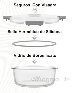 Foto 3 | Magma Life Juego De 24 Piezas, 12 Contenedores De Vidrio Y 12 Tapas, Herméticos, Tapas De Cierre Fácil, Refrac