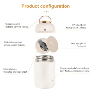 Foto 3 | Termo Portátil Comida Caliente Fría 600ml Eo Safe Imports Esi-19426 Blanco