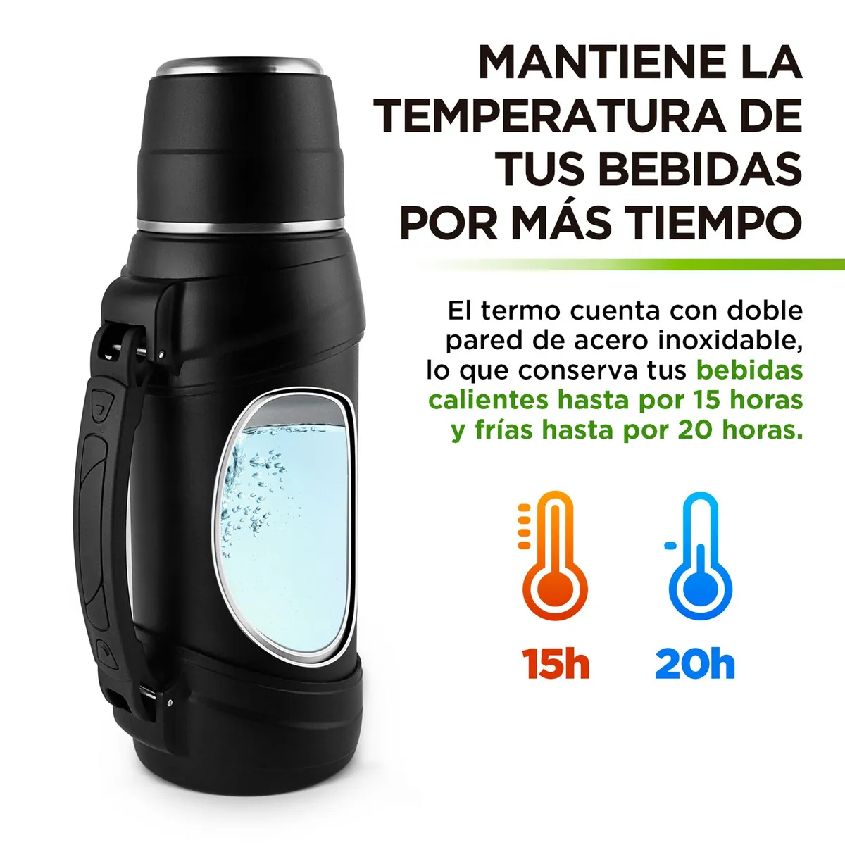 Foto 4 pulgar | Termo De Acero Inoxidable 2 Litros Eo Safe Imports Esi-19432 Negro