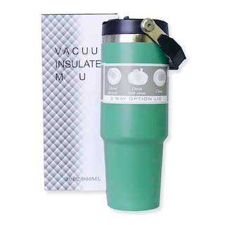 Foto 1 | Termo De Acero Inoxidable En Color Verde Mate Con Tapa Antiderrames, Popote, Agarradera