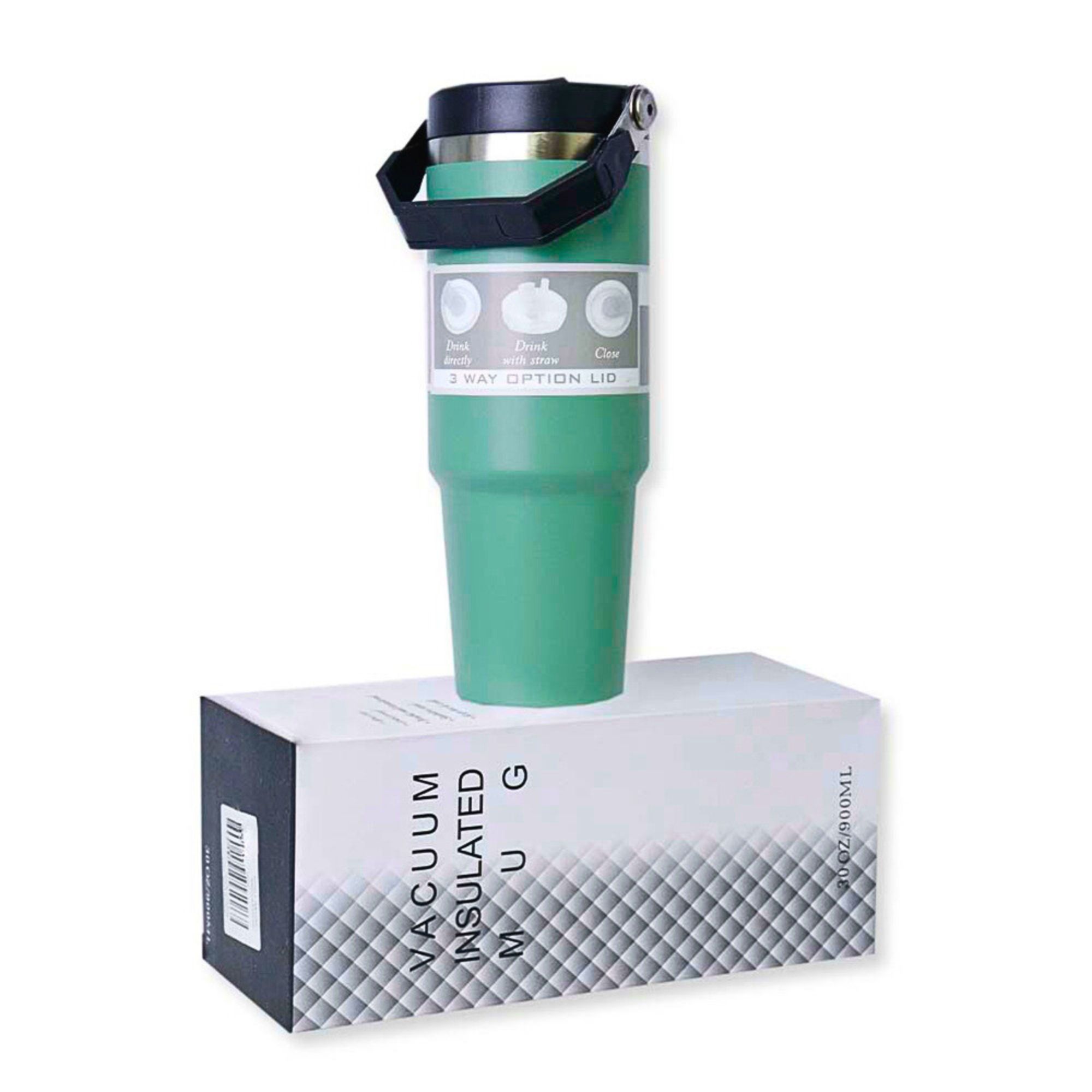 Foto 3 | Termo De Acero Inoxidable En Color Verde Mate Con Tapa Antiderrames, Popote, Agarradera