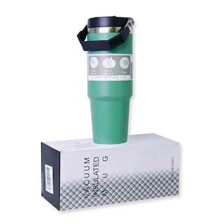 Foto 3 | Termo De Acero Inoxidable En Color Verde Mate Con Tapa Antiderrames, Popote, Agarradera