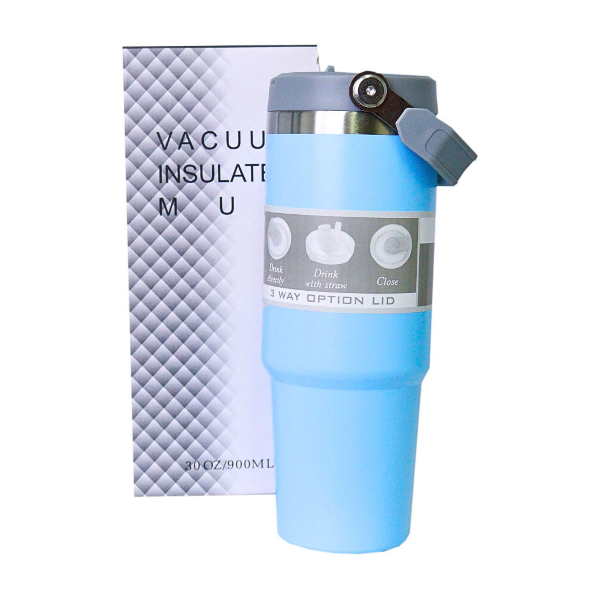 Foto 1 | Termo De Acero Inoxidable En Color Azul Cielo Mate Con Tapa Antiderrames, Popote, Agarradera