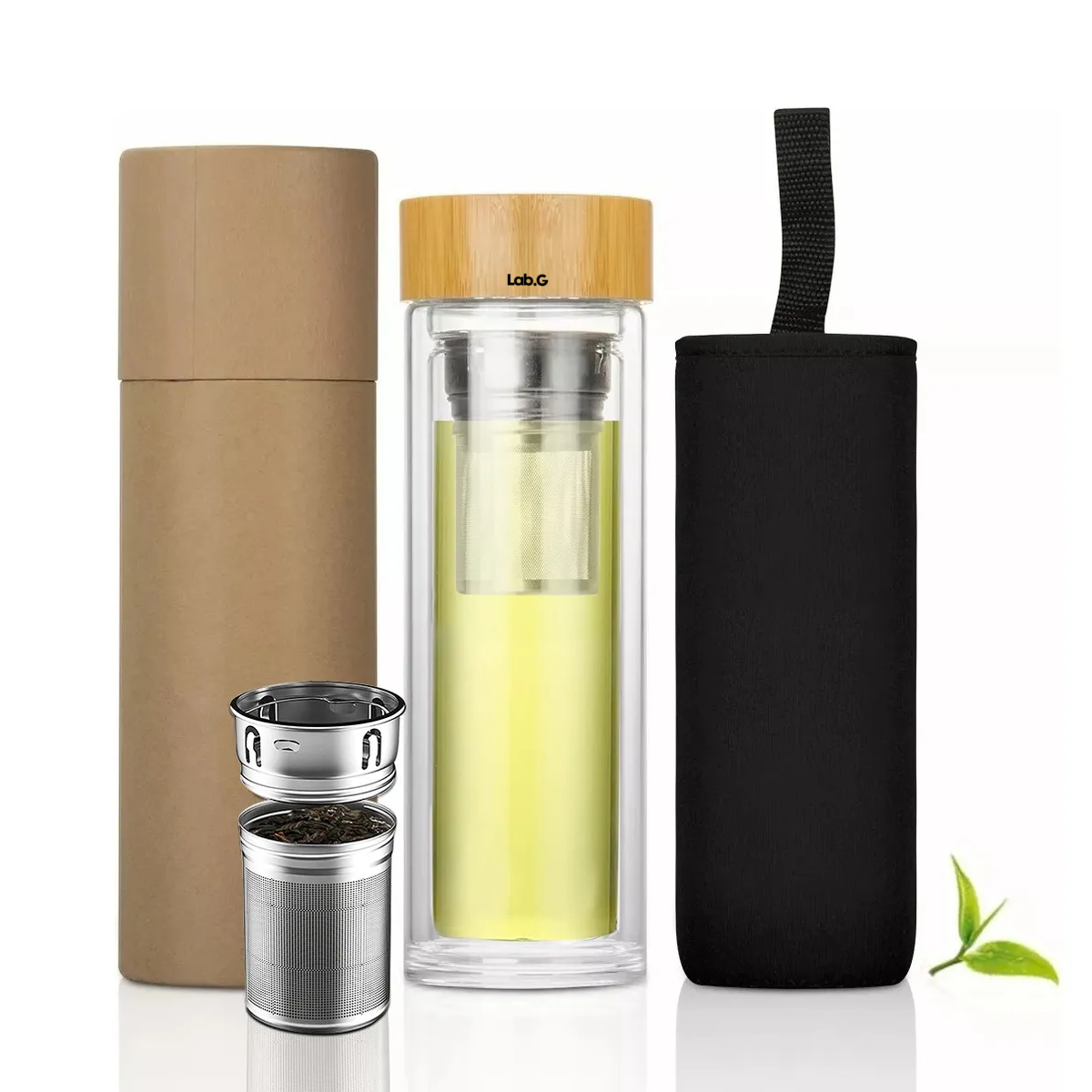 Foto 5 pulgar | Termo Infusor Te De Vidrio Con Tapa Bambú 450ml Lab.g Marron