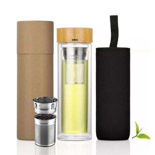 Foto 4 | Termo Infusor Te De Vidrio Con Tapa Bambú 450ml Lab.g Marron
