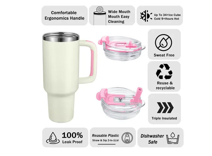 Foto 4 | Xtellar Vaso Térmico De 40 Oz Acero Inoxidable Con Asa Ergonómica Y Popote Abatible