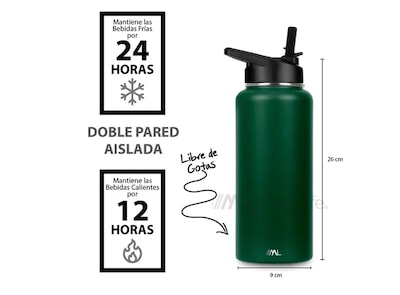 Foto 2 | Xtellar Inoxidables Termo De Alta Capacidad Para Múltiples Bebidas, Conservación Perfecta De Temperatura (verde, 950ml)