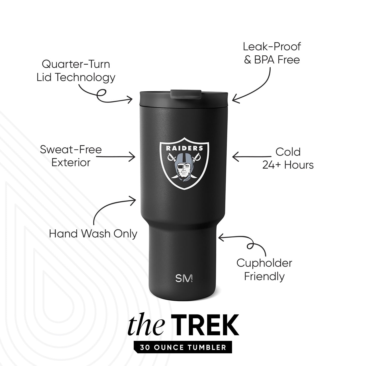 Foto 3 pulgar | Vaso Sencillo Y Moderno De Acero Inoxidable De Los Oakland Raiders De La Nfl, 900 Ml - Venta Internacional.