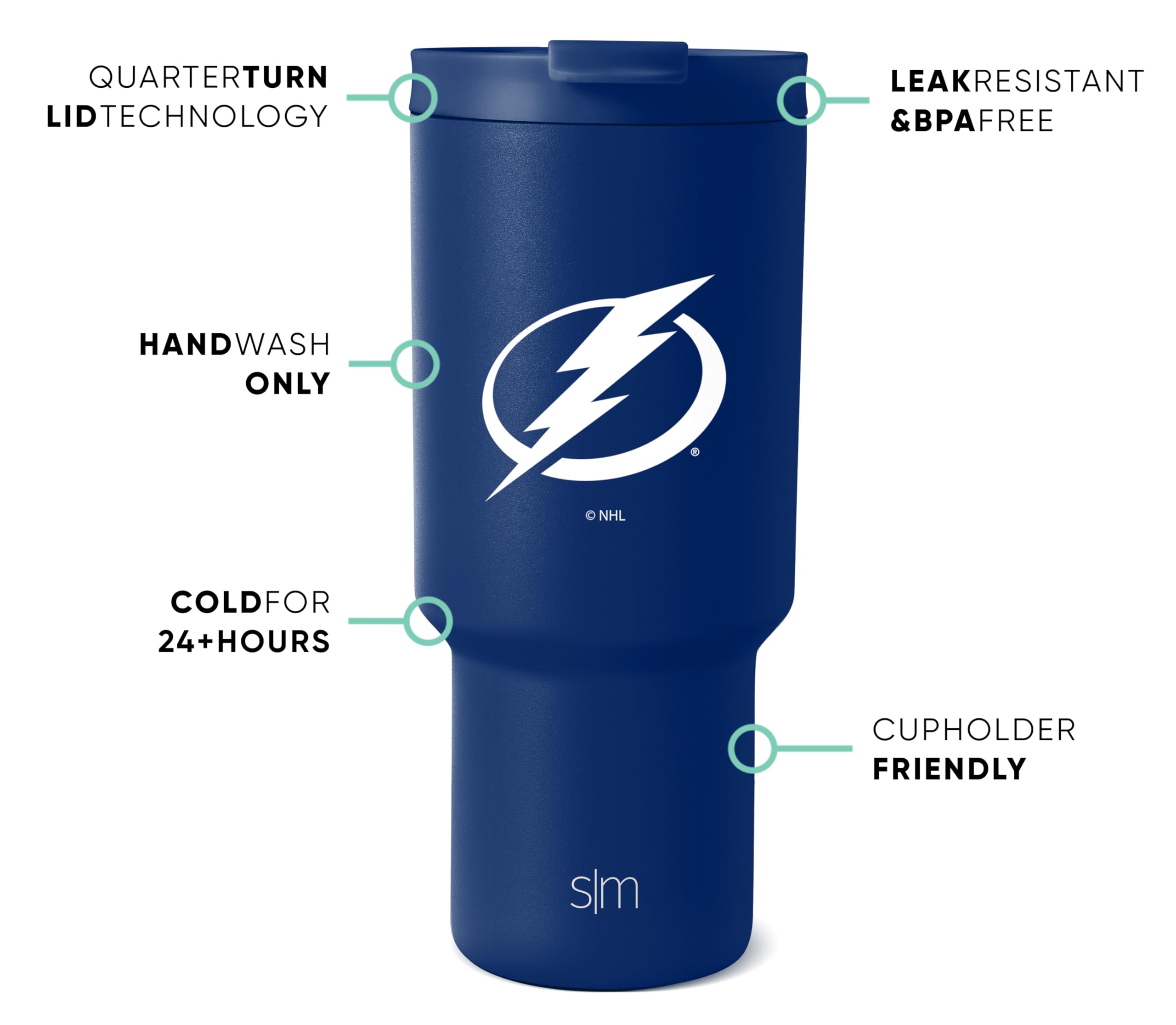 Foto 3 pulgar | Vaso Simple Modern Nhl Tampa Bay Lightning De 900 Ml - Venta Internacional.