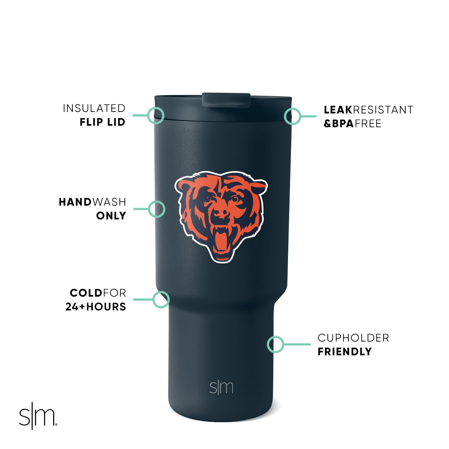 Foto 3 pulgar | Vaso Sencillo Y Moderno De Acero Inoxidable De Los Chicago Bears De La Nfl, 900 Ml - Venta Internacional.