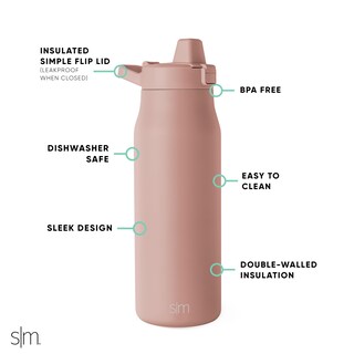 Foto 2 | Botella De Agua Simple, Moderna, Filtrada, Inoxidable, 1 Litro, Mauve Me - Venta Internacional.