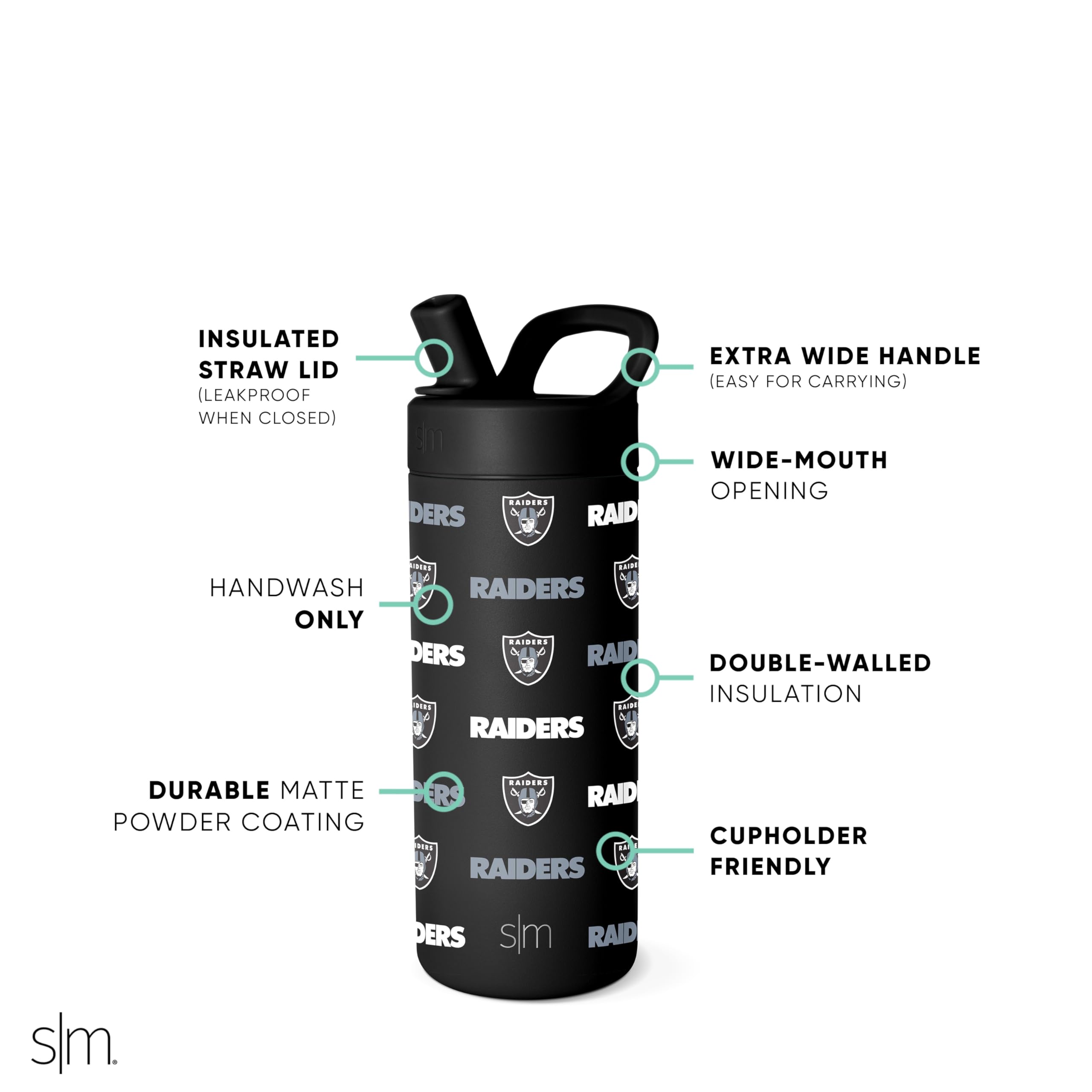 Foto 3 pulgar | Botella De Agua Sencilla Y Moderna De La Nfl Las Vegas Raiders Kids - Venta Internacional.