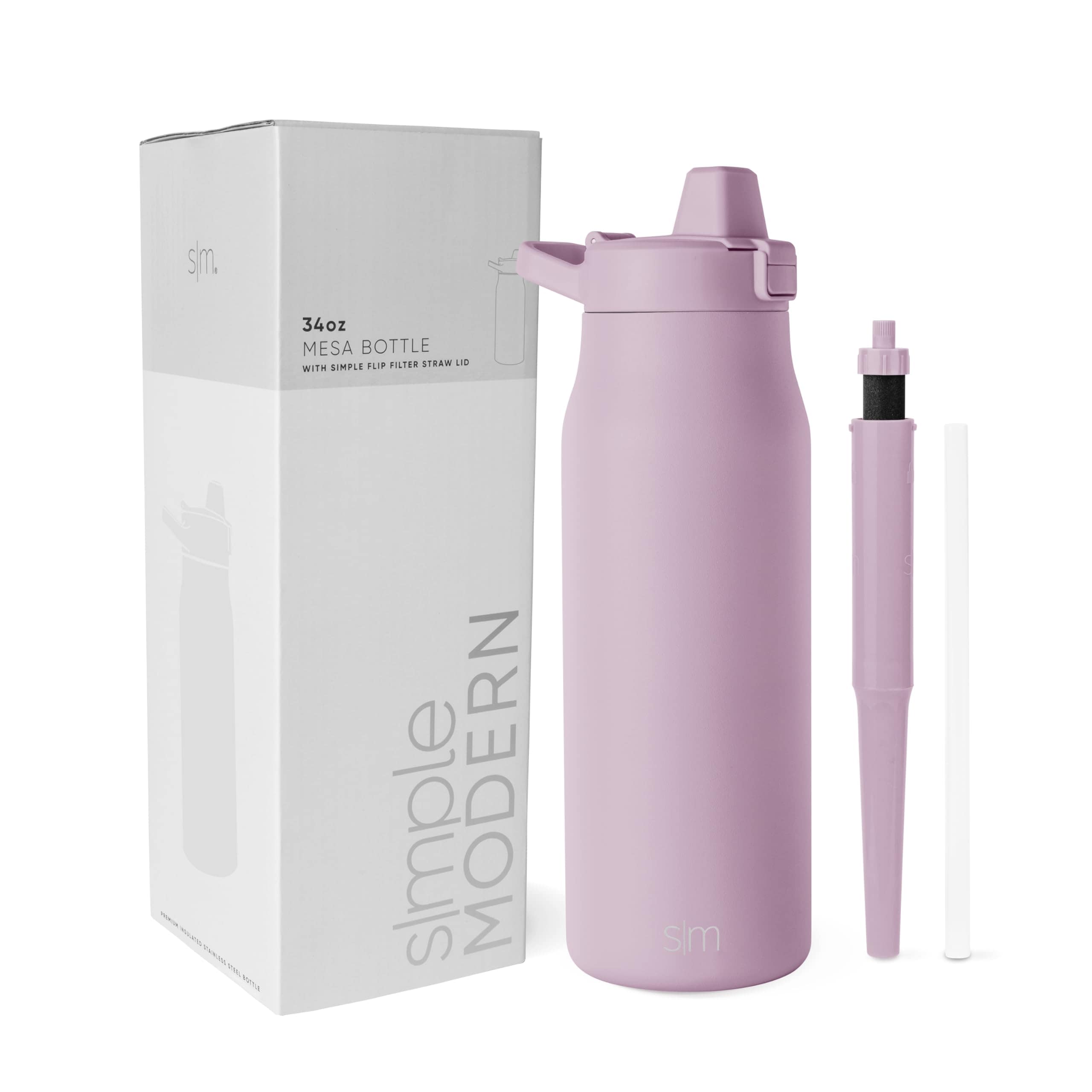 Botella De Agua Simple Moderna Filtrada De Acero Inoxidable, 1 Litro, Color Lavanda - Venta Internacional. $771