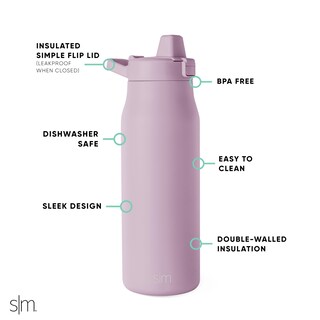 Foto 2 | Botella De Agua Simple Moderna Filtrada De Acero Inoxidable, 1 Litro, Color Lavanda - Venta Internacional.