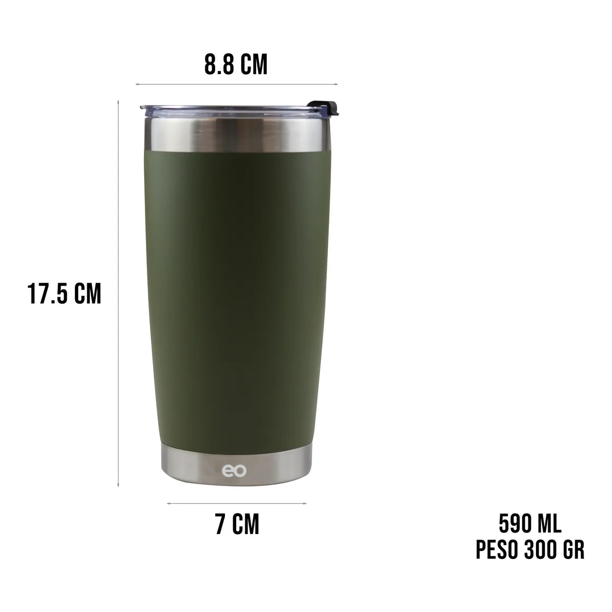 Foto 4 pulgar | Termo Acero Inoxidable 20oz Eo Safe Imports Esi-19675 Verde