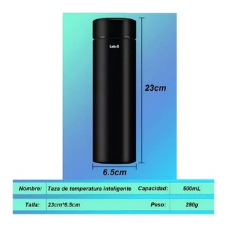 Foto 4 | Termo Digital Inteligente De Acero Inoxidable 500ml Lab.g Negro