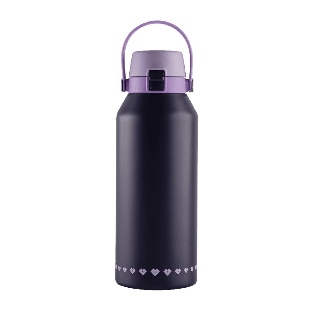 Termo Luckyly Liza Morado Lila O Beige De Acero Inoxidable Doble Aislamiento Térmico De 1 Litro Tapa Hermética Con Po