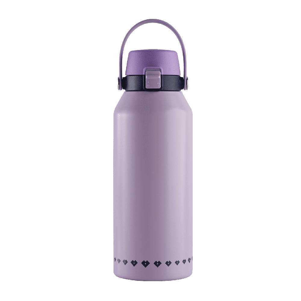 Termo Luckyly Liza Morado Lila O Beige De Acero Inoxidable Doble Aislamiento Térmico De 1 Litro Tapa Hermética Con Po