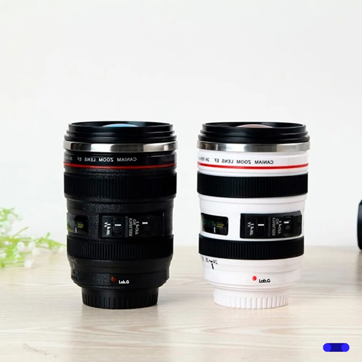 Foto 2 | Termo Taza Vaso Forma Lente Fotográfico Acero Inox Con Tapa Lab.g Negro